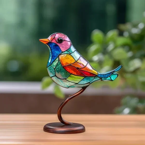 Pájaros de cristal de colores para decoración de interiores elegante