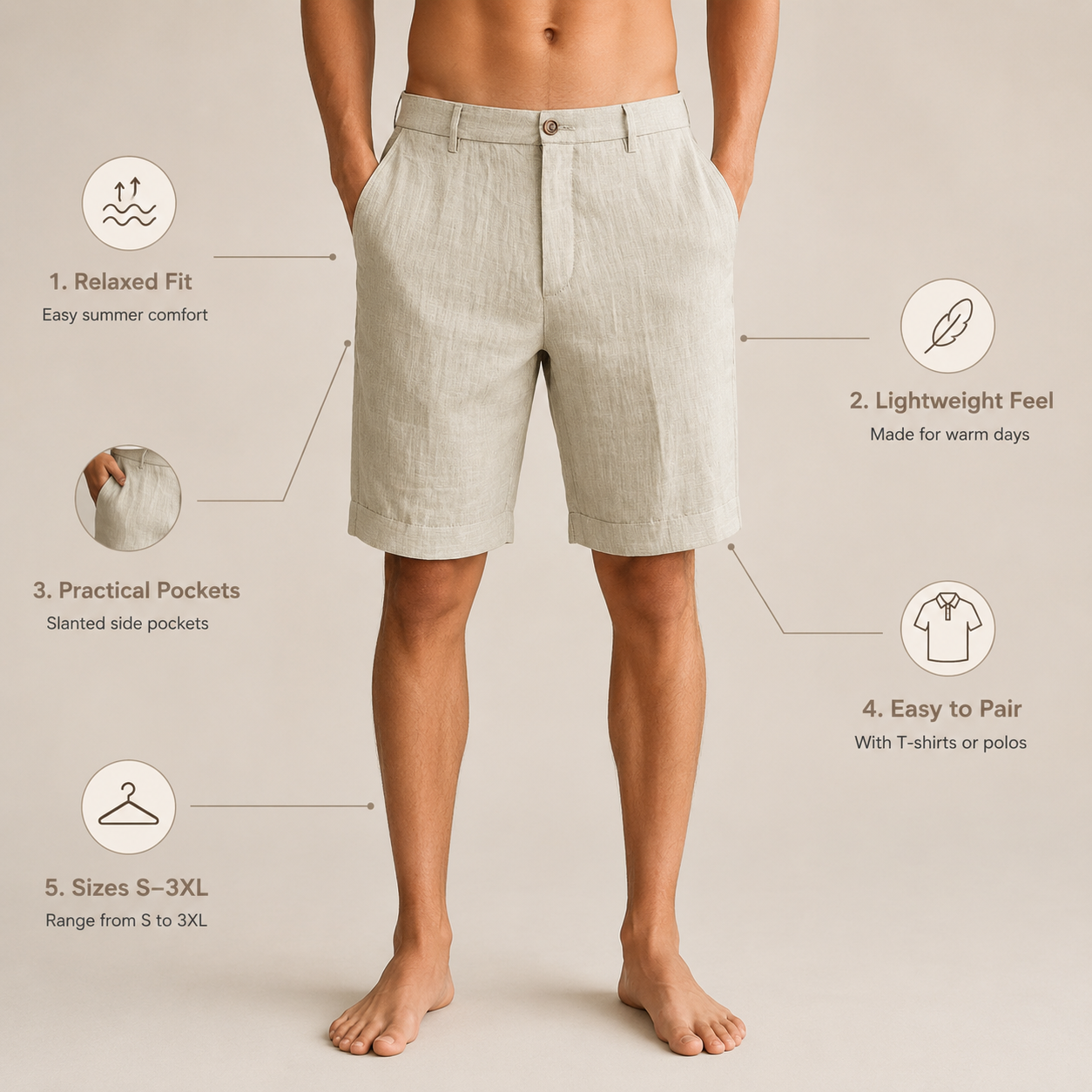 Pantalones cortos de playa para hombre