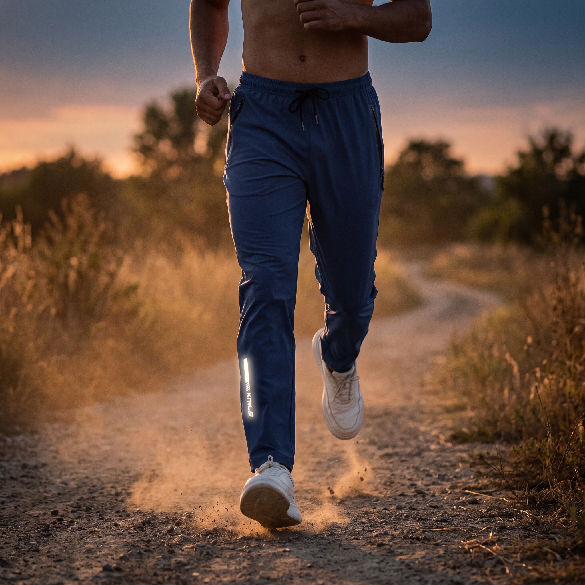 Pantalones deportivos transpirables para hombre con detalles reflectantes y cordón ajustable