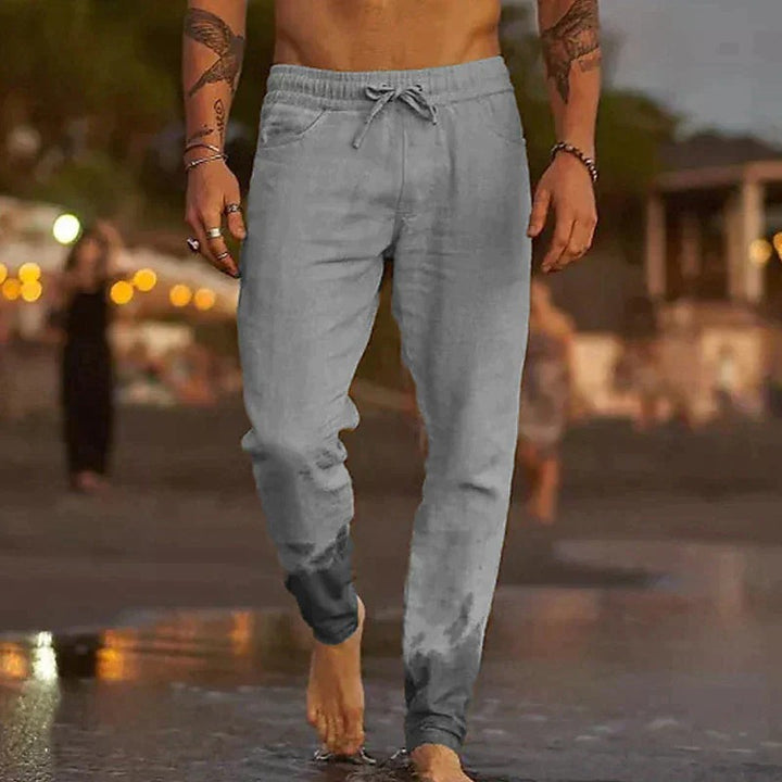Pantalones jogger de lino transpirable con cordón