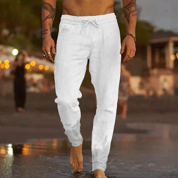 Pantalones jogger de lino transpirable con cordón