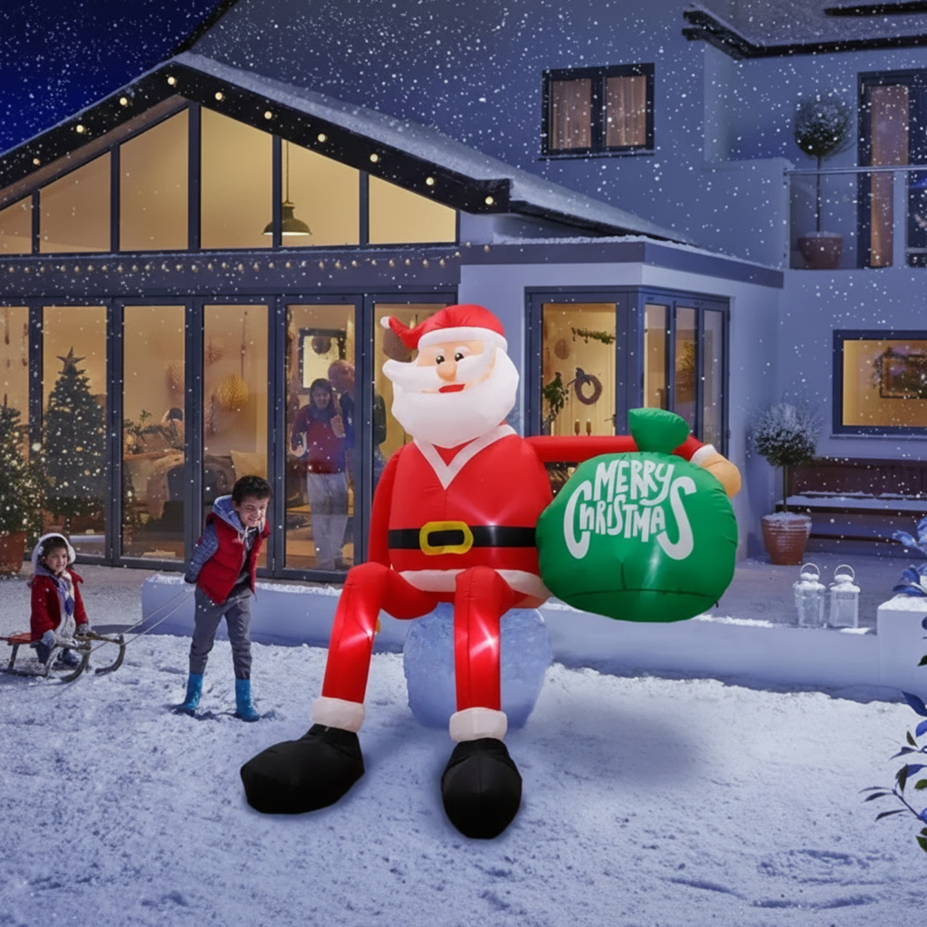 Papá Noel escalador hinchable gigante de 2,4 m con LED