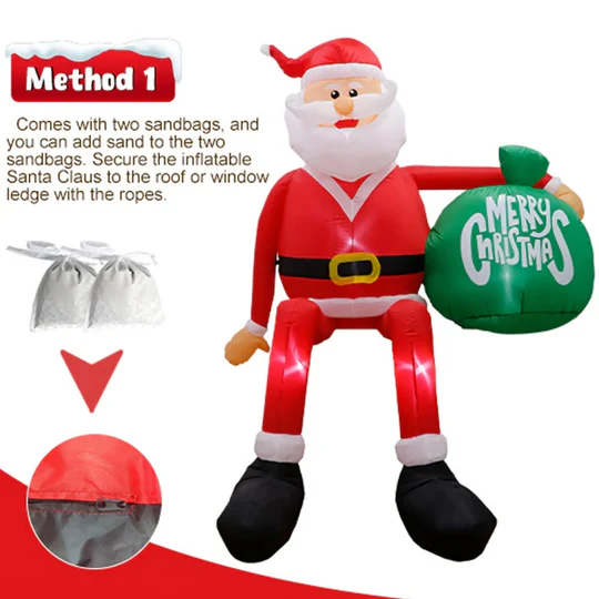 Papá Noel escalador hinchable gigante de 2,4 m con LED