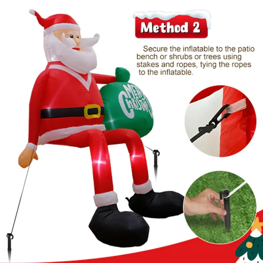 Papá Noel escalador hinchable gigante de 2,4 m con LED