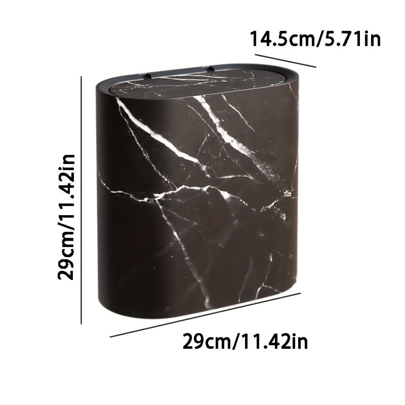 Papelera con patrón de mármol para baño y cocina con tapa