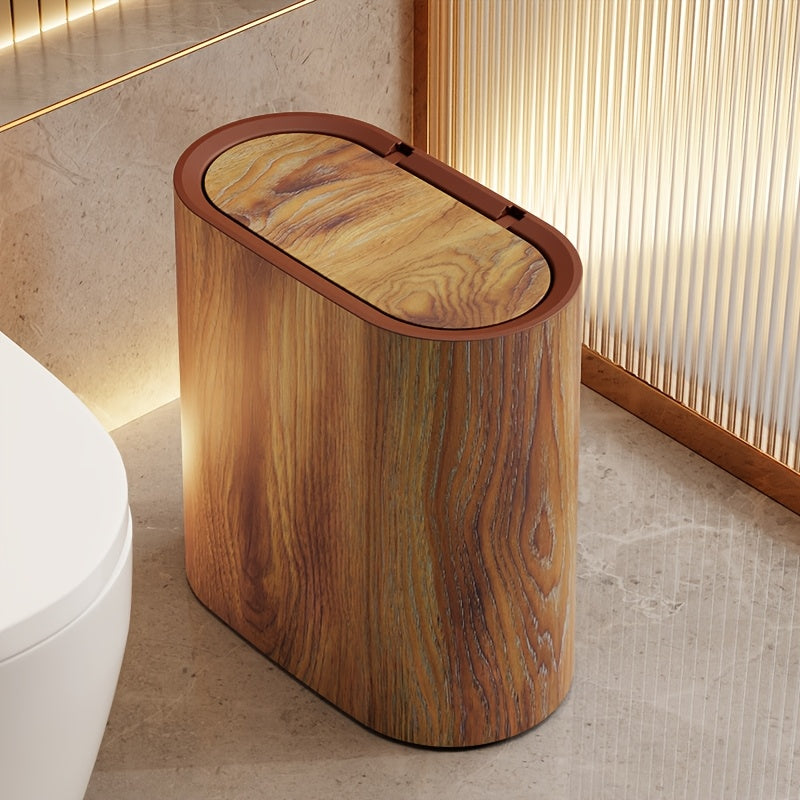 Papelera con patrón de mármol para baño y cocina con tapa