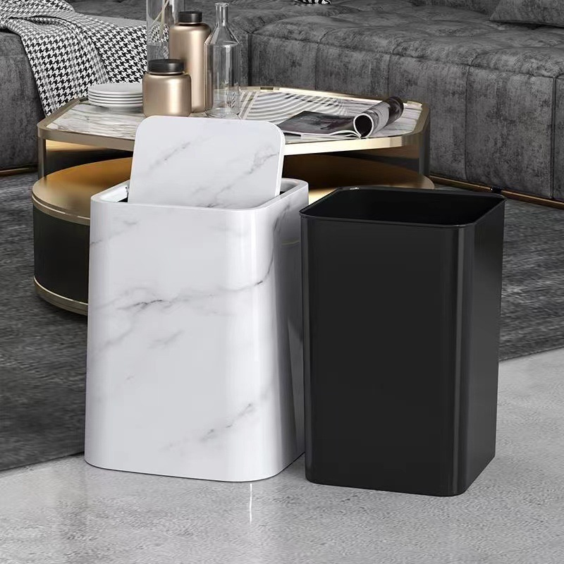 Papelera de mármol con tapa giratoria elegante