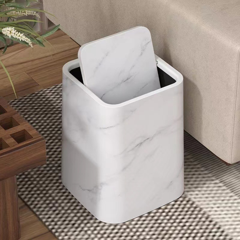 Papelera de mármol con tapa giratoria elegante