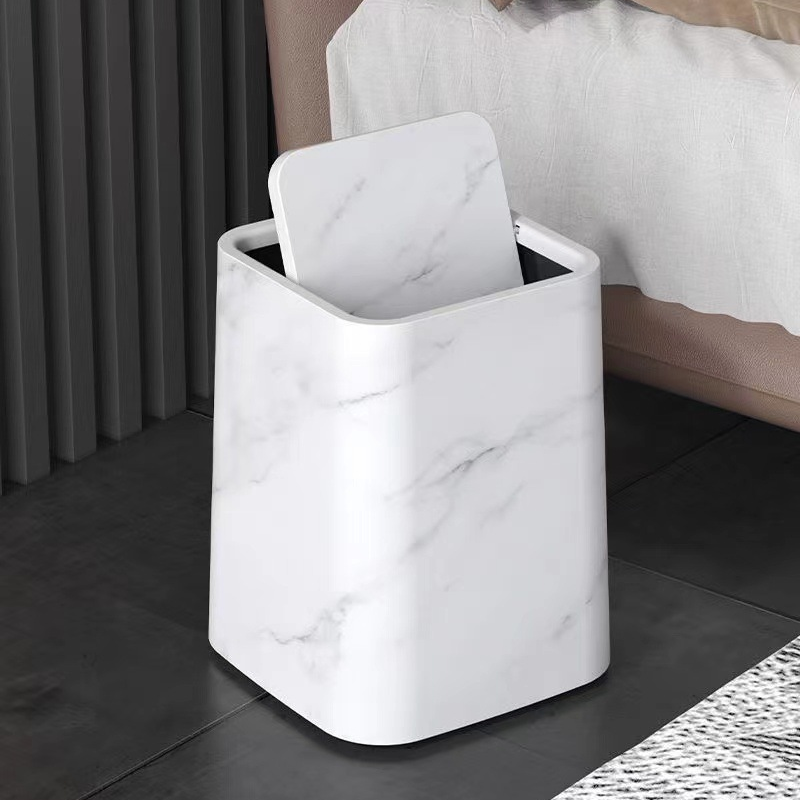 Papelera de mármol con tapa giratoria elegante