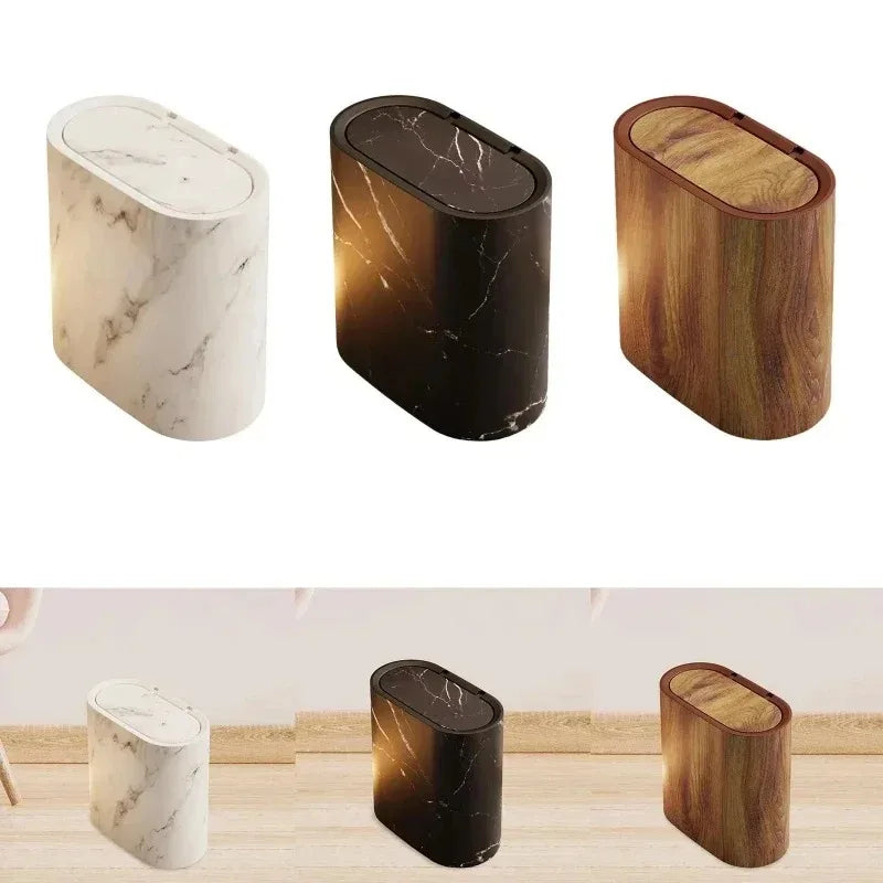 Papelera nórdica con diseño de mármol