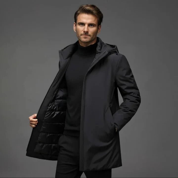 Parka de invierno impermeable para hombre con forro polar térmico