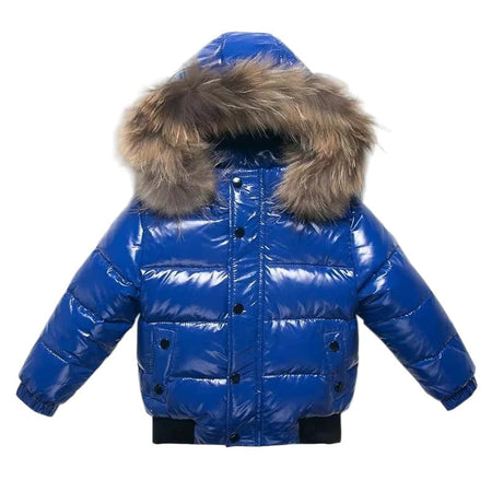 Parka de invierno para niños con capucha de piel auténtica y aislamiento de plumón