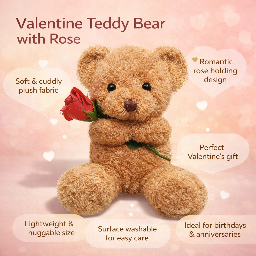 Peluche de oso con rosa para San Valentín