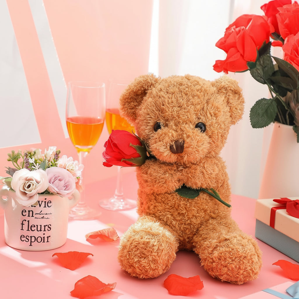 Peluche de oso con rosa para San Valentín
