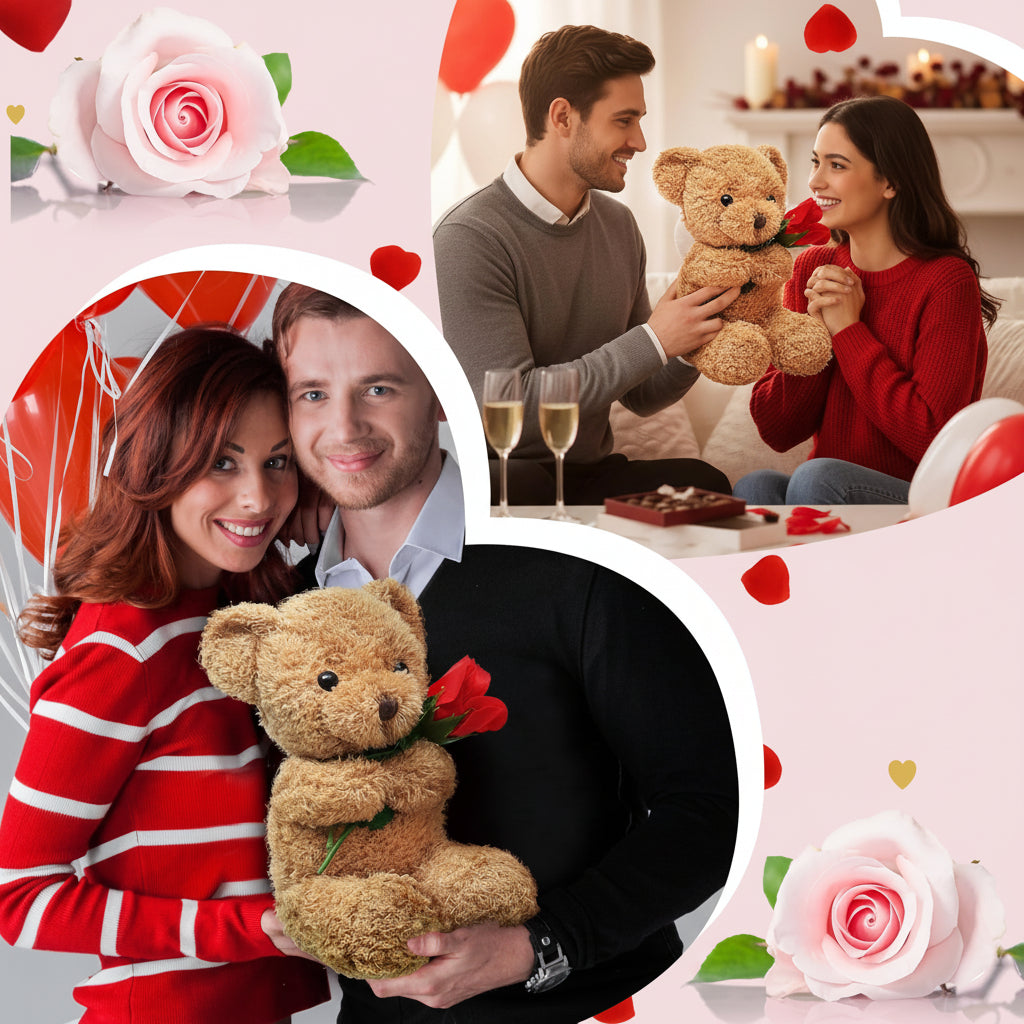 Peluche de oso con rosa para San Valentín