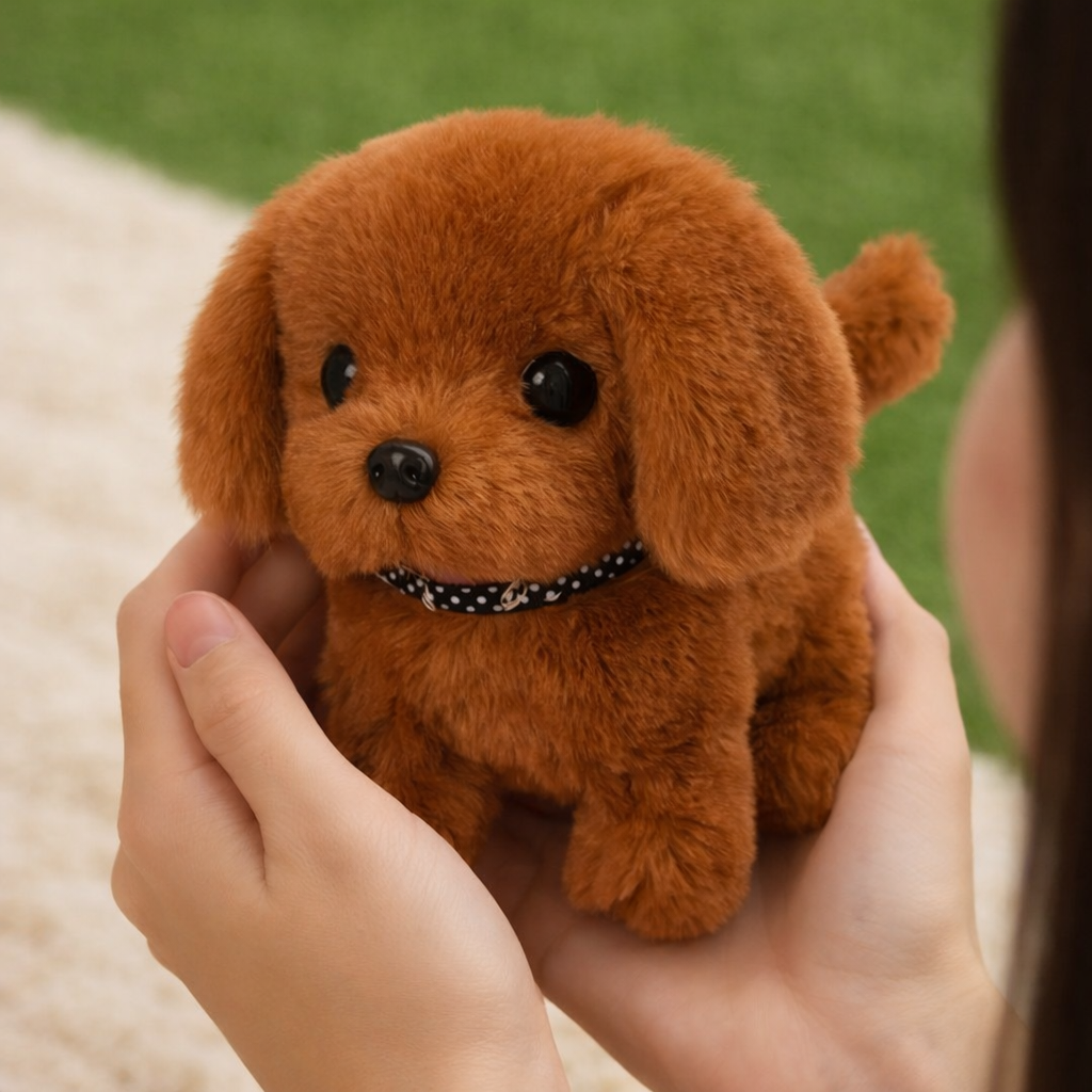 Perrito robot interactivo de peluche que camina, ladra y mueve la cola