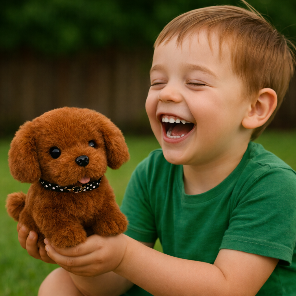 Perrito robot interactivo de peluche que camina, ladra y mueve la cola