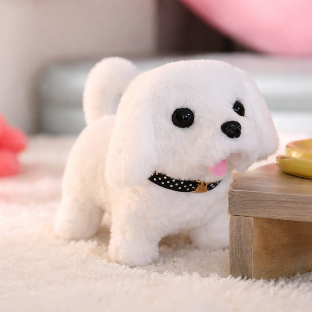 Perrito robot interactivo de peluche que camina, ladra y mueve la cola