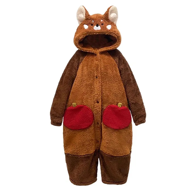 Pijama kawaii con capucha de panda rojo para noches acogedoras