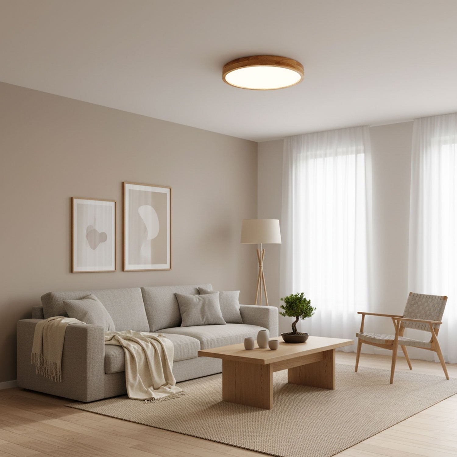 Plafón LED de techo de madera con diseño geométrico