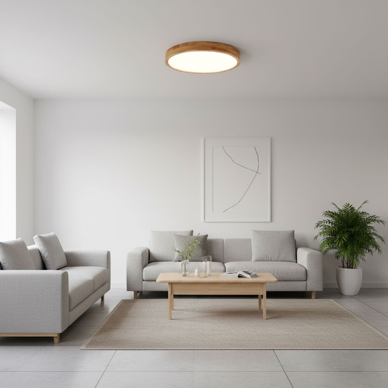 Plafón LED de techo de madera con diseño geométrico