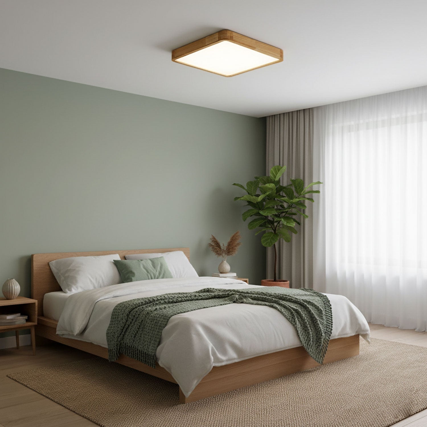 Plafón LED de techo de madera con diseño geométrico