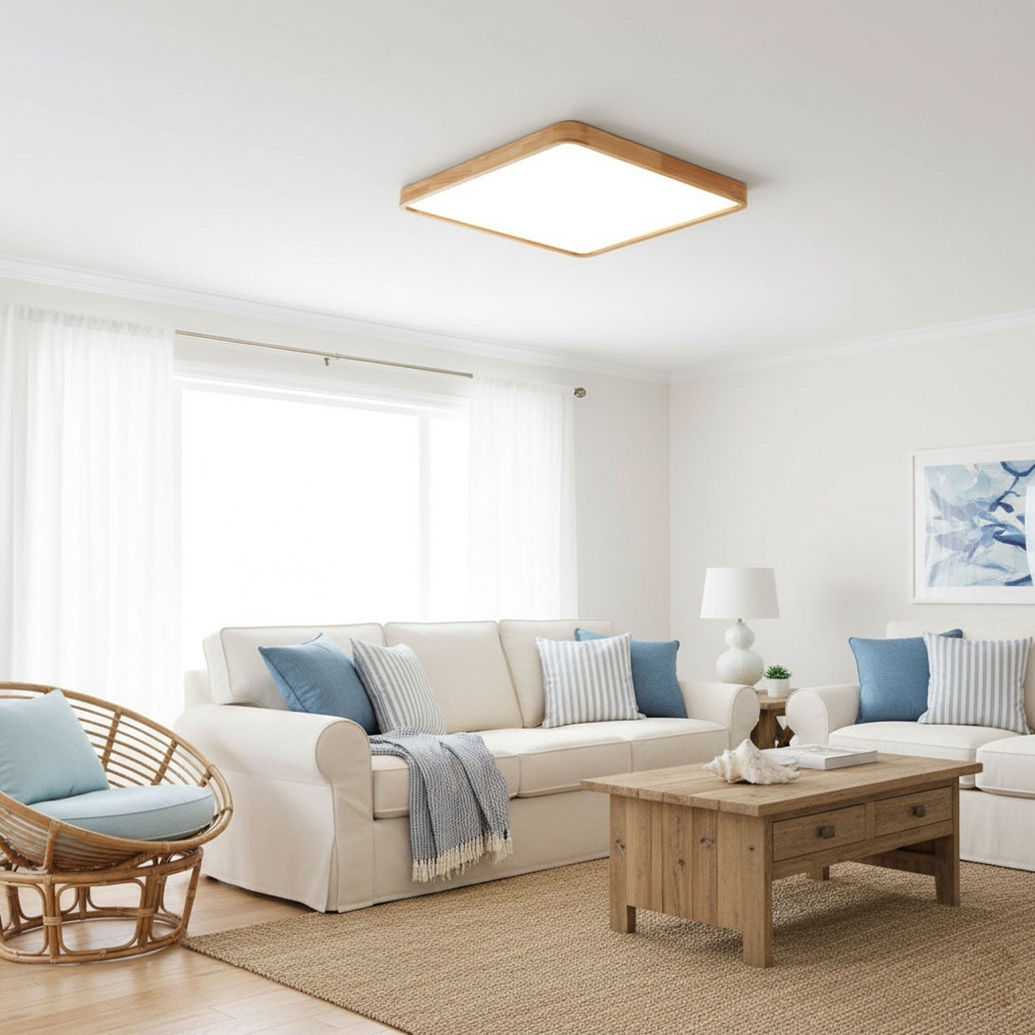 Plafón LED de techo de madera con diseño geométrico