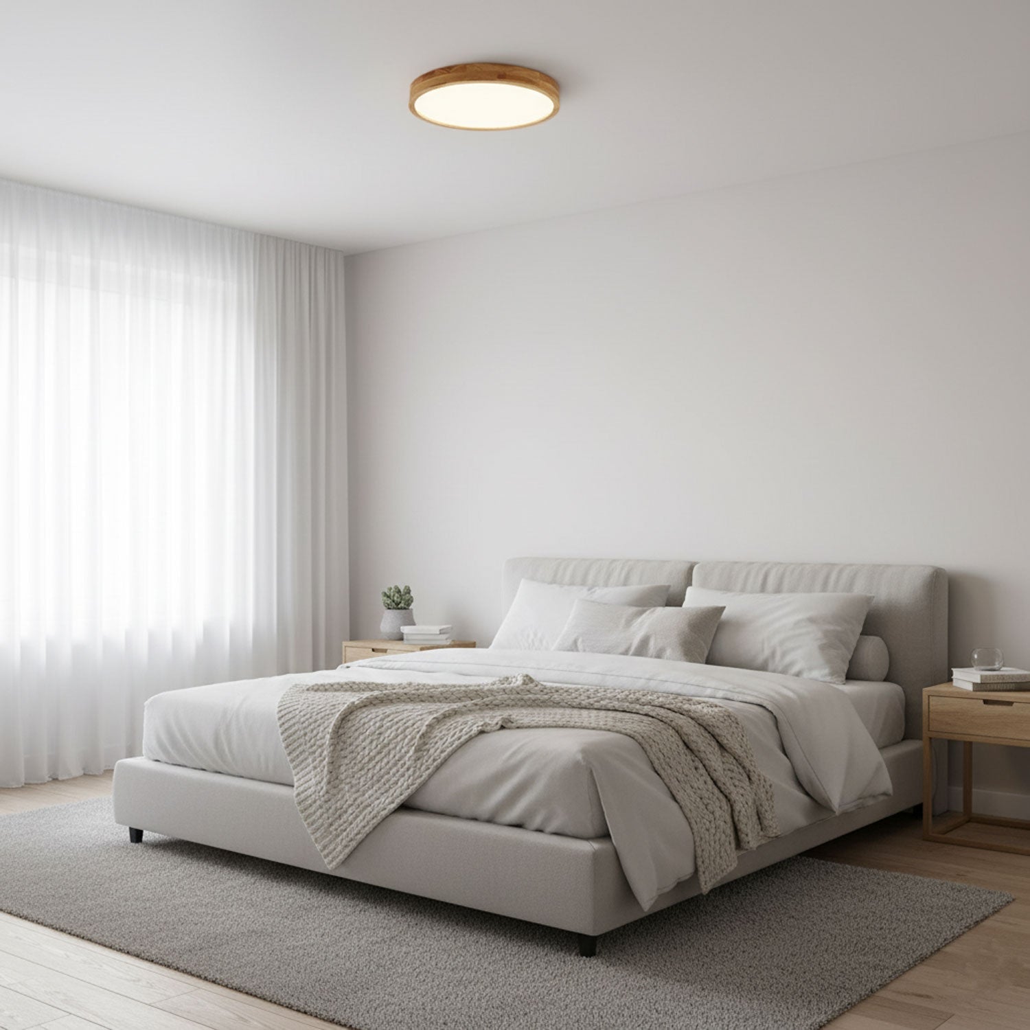 Plafón LED de techo de madera con diseño geométrico