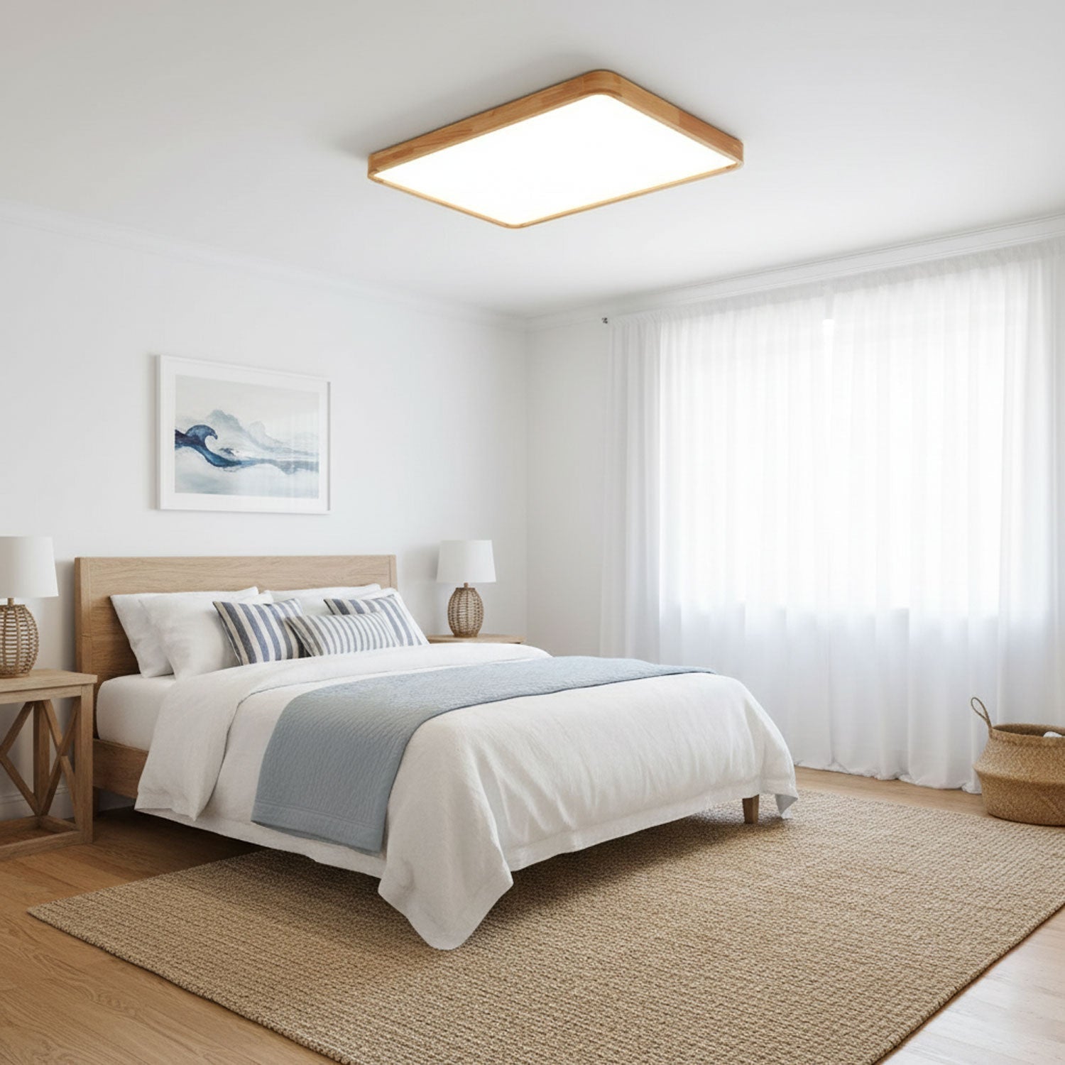 Plafón LED de techo de madera con diseño geométrico