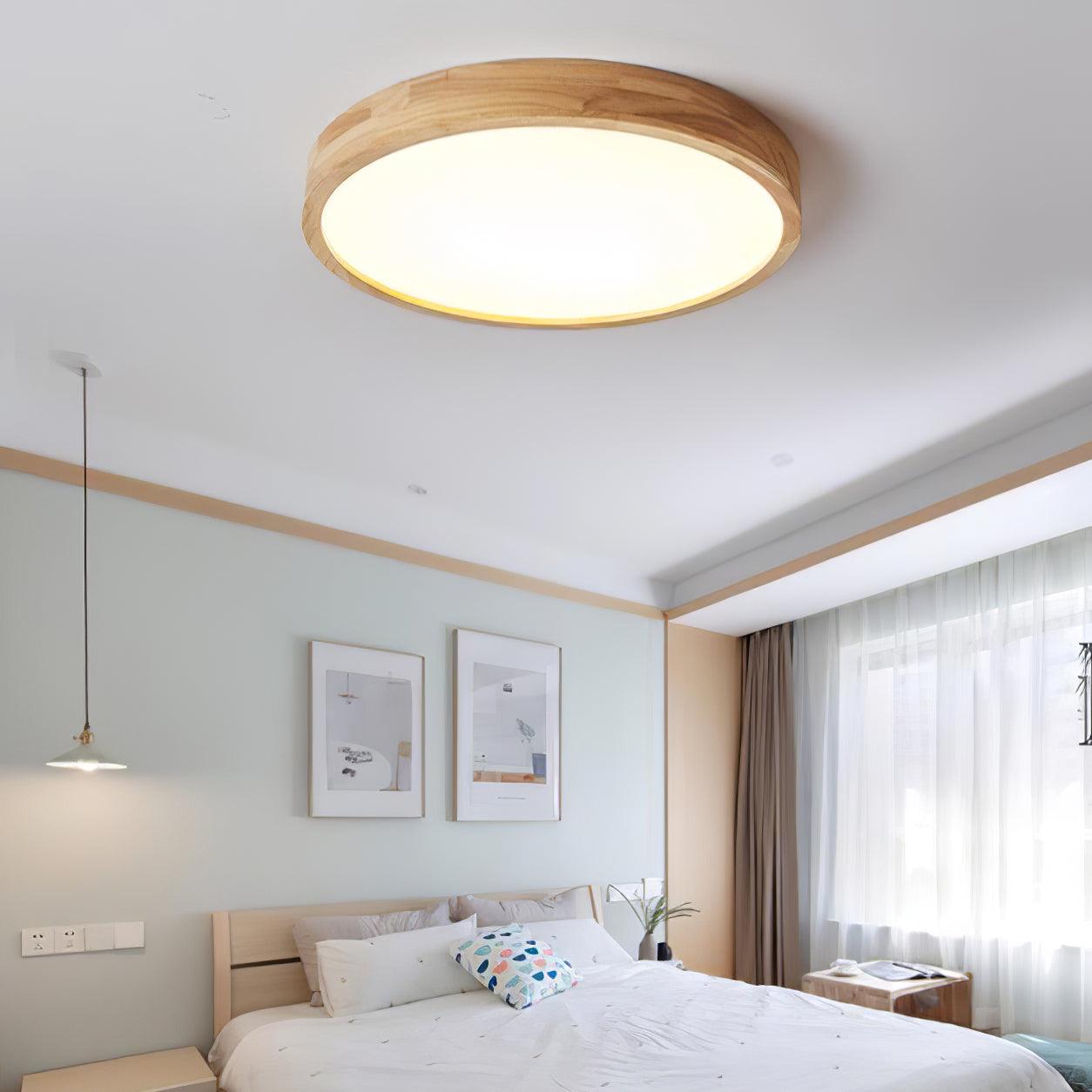 Plafón LED de techo de madera con diseño geométrico