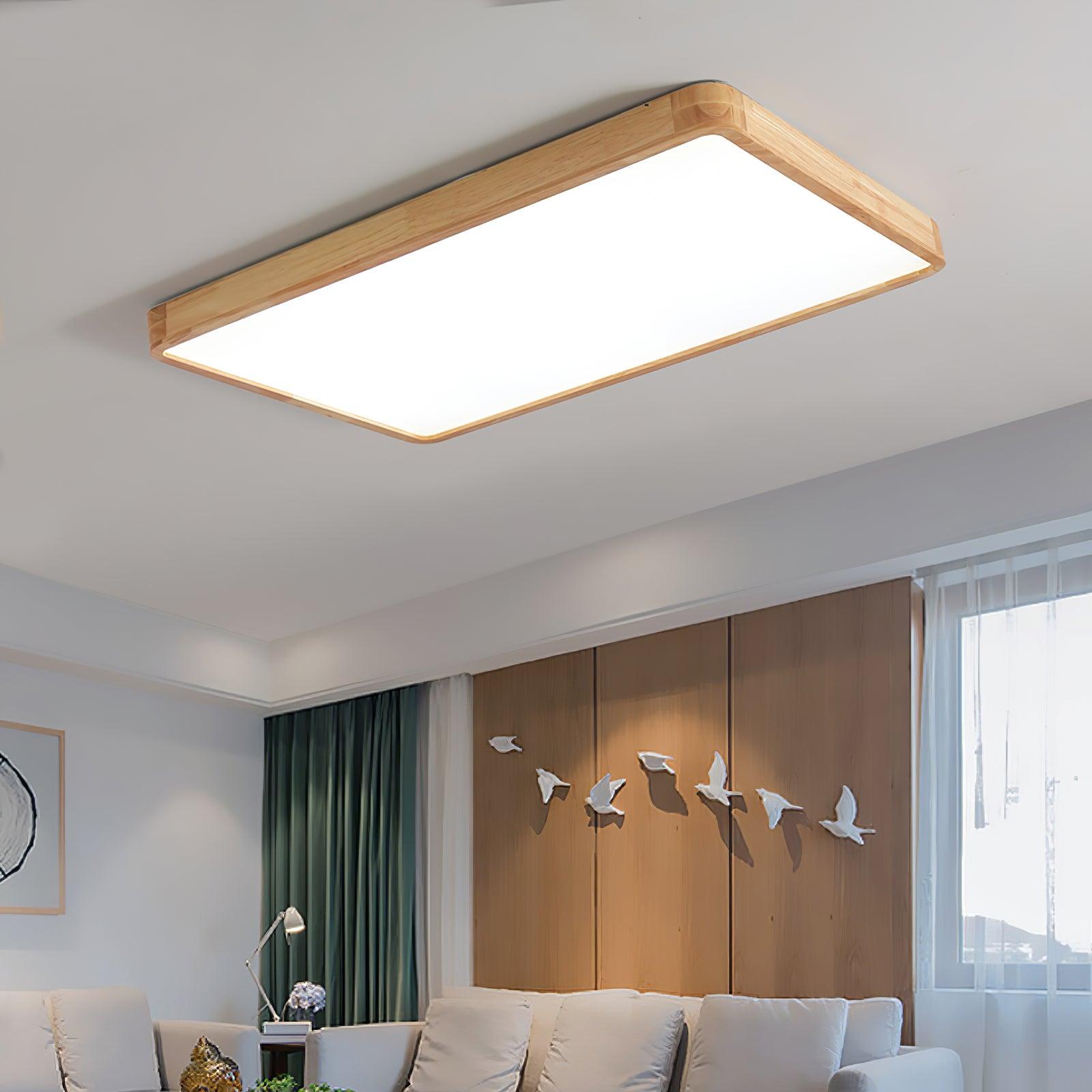 Plafón LED de techo de madera con diseño geométrico