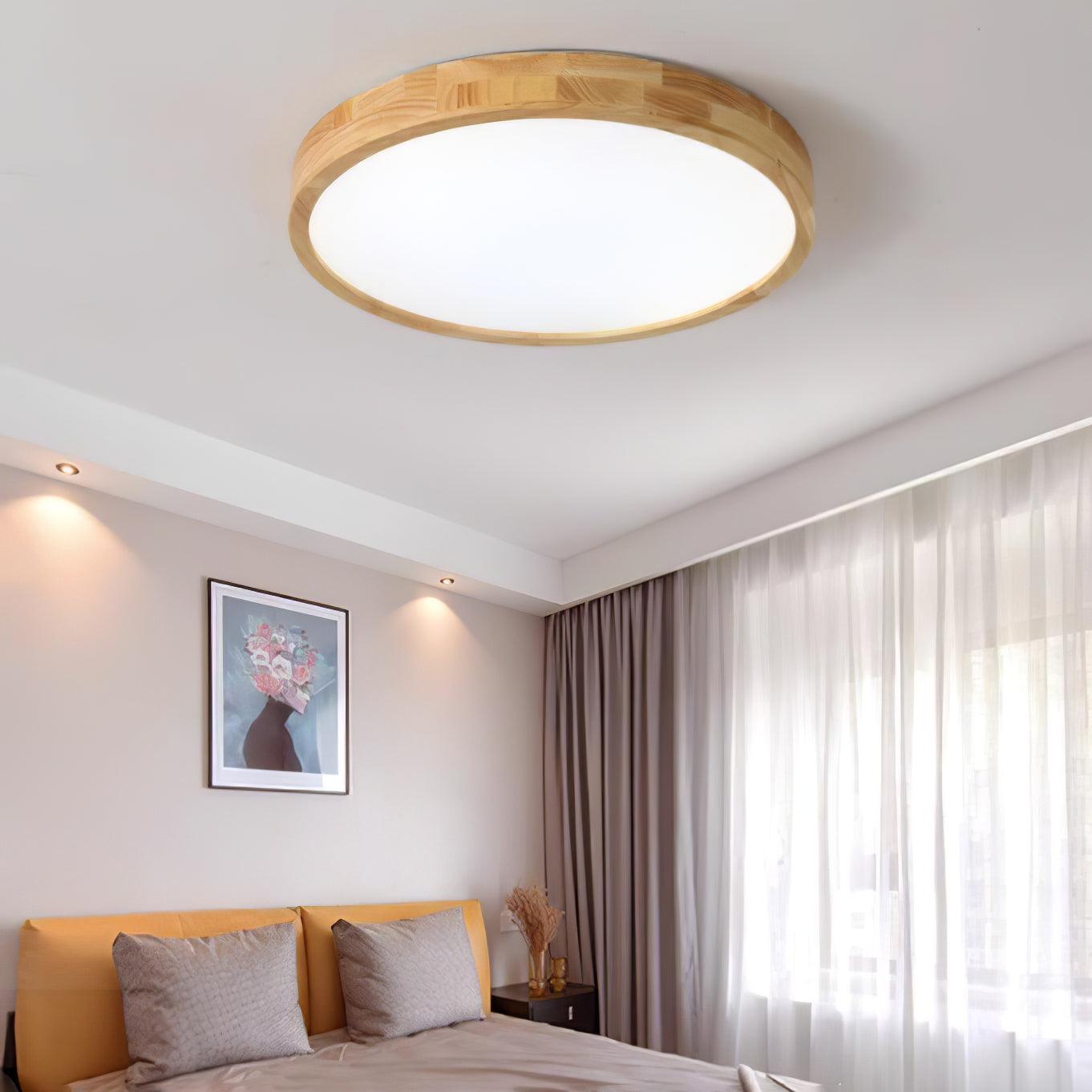 Plafón LED de techo de madera con diseño geométrico