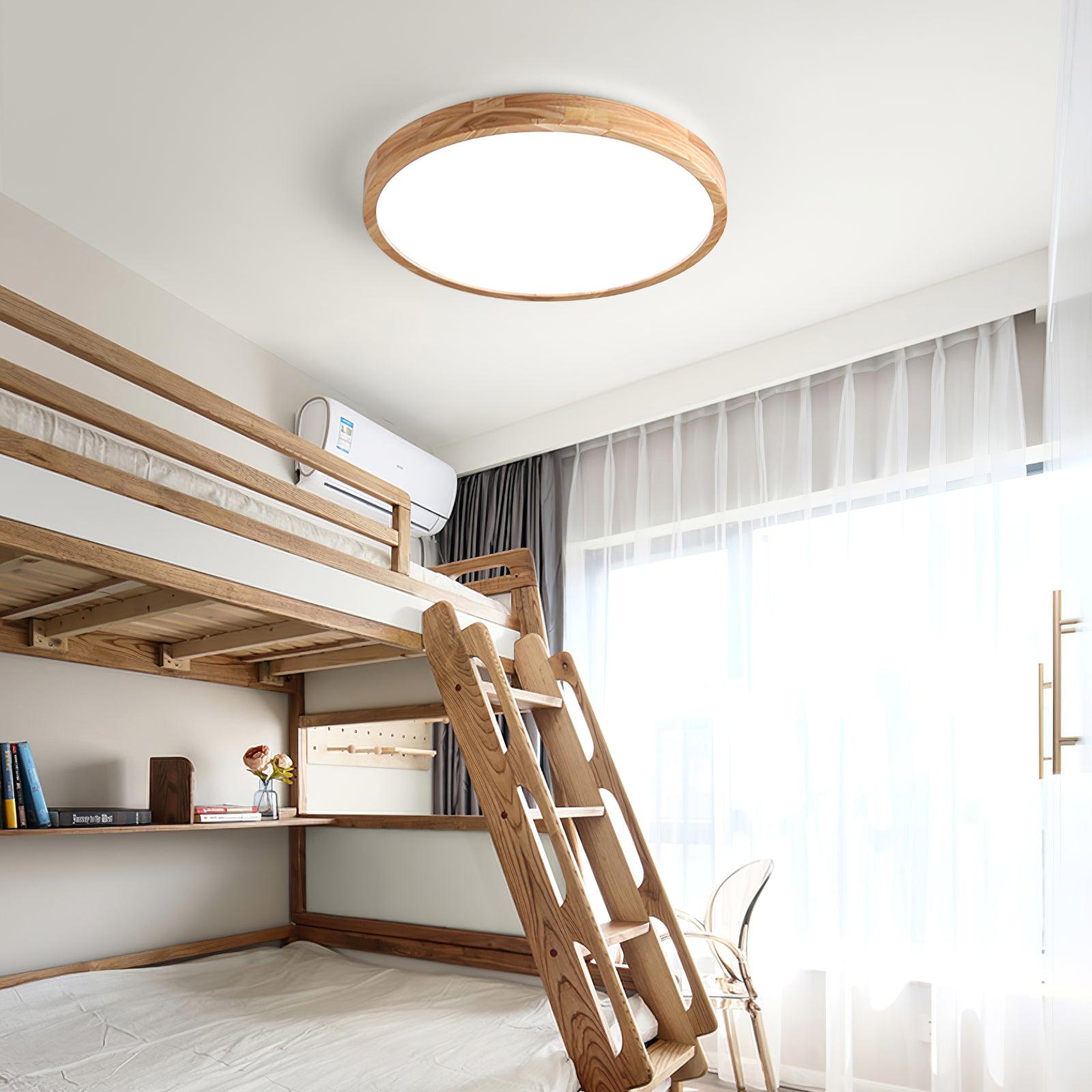 Plafón LED de techo de madera con diseño geométrico