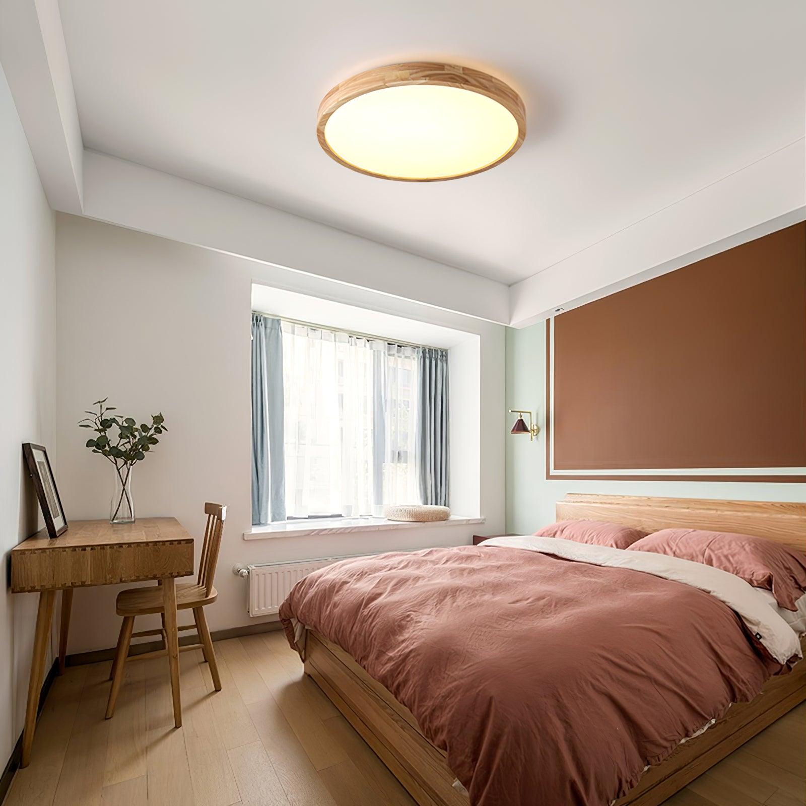 Plafón LED de techo de madera con diseño geométrico