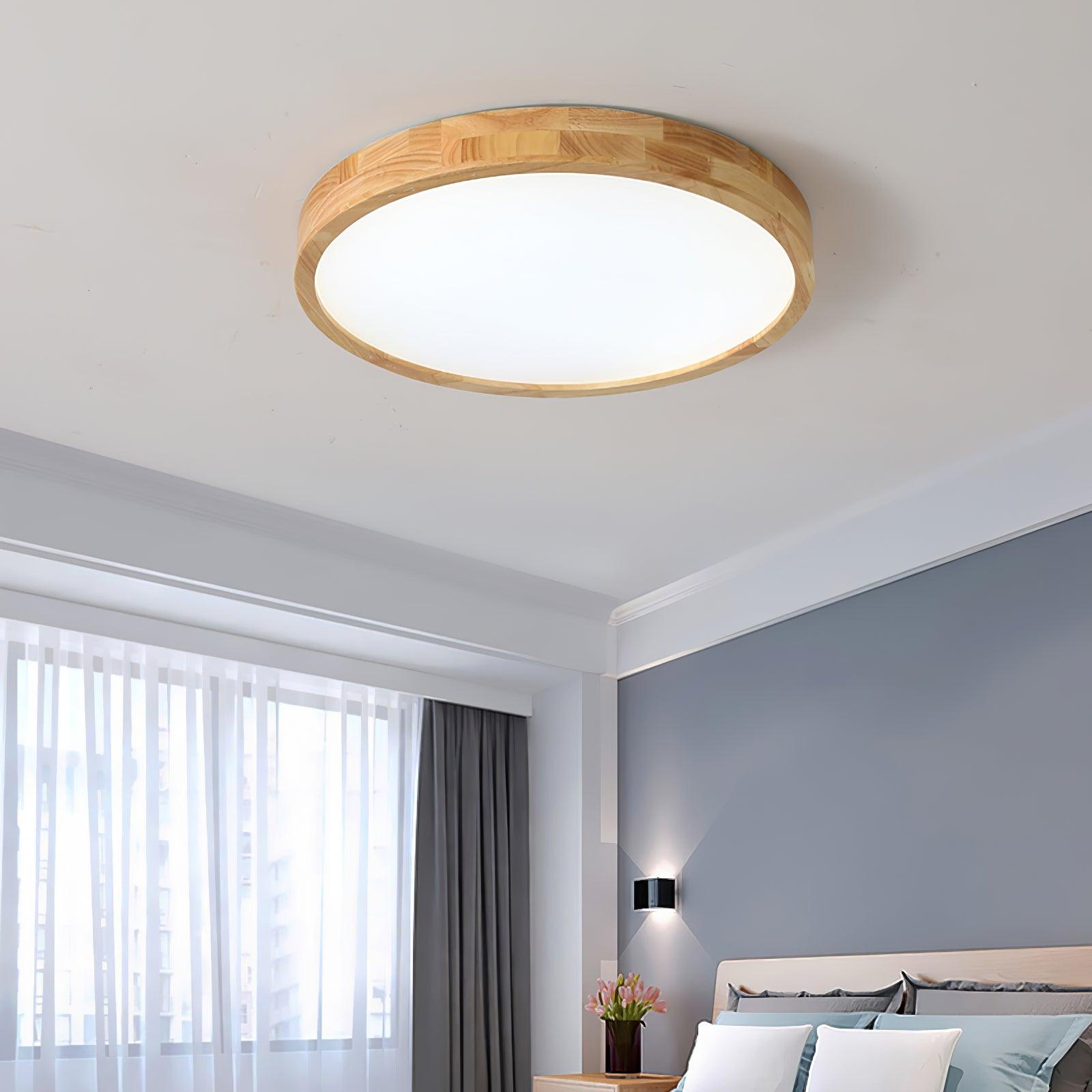 Plafón LED de techo de madera con diseño geométrico