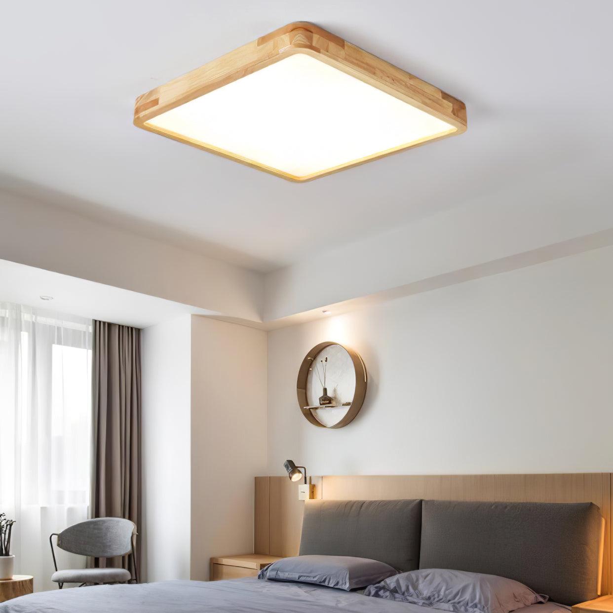 Plafón LED de techo de madera con diseño geométrico