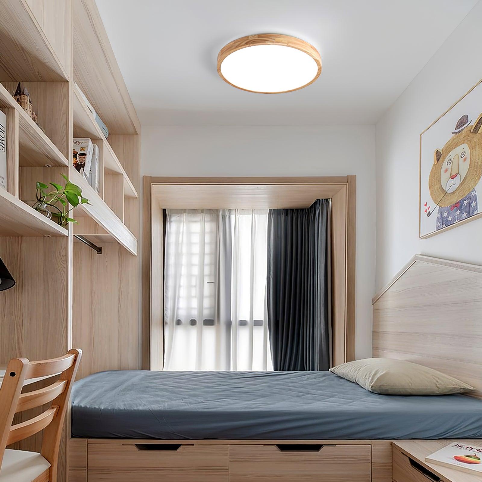 Plafón LED de techo de madera con diseño geométrico
