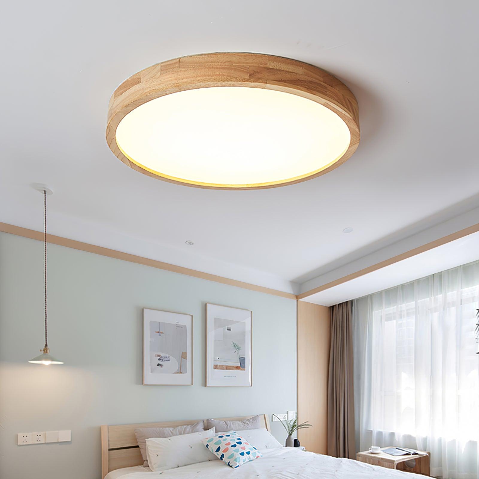 Plafón LED de techo de madera con diseño geométrico