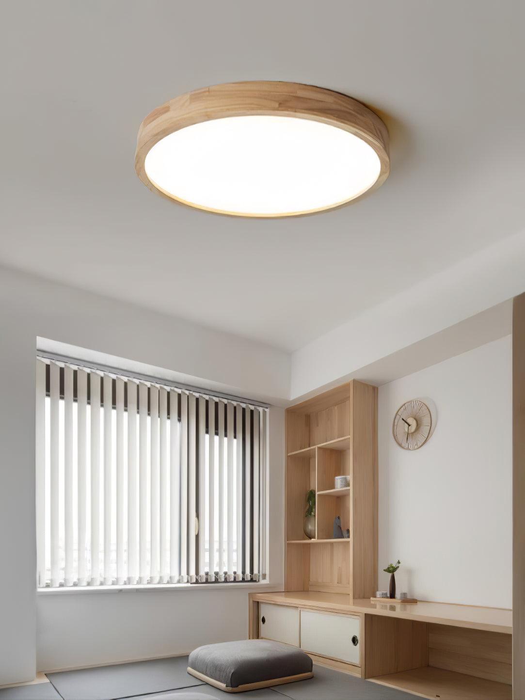 Plafón LED de techo de madera con diseño geométrico