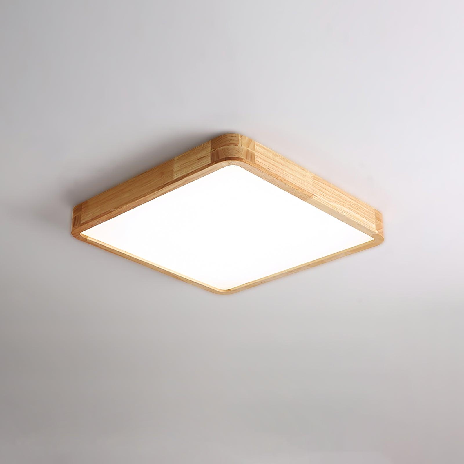 Plafón LED de techo de madera con diseño geométrico