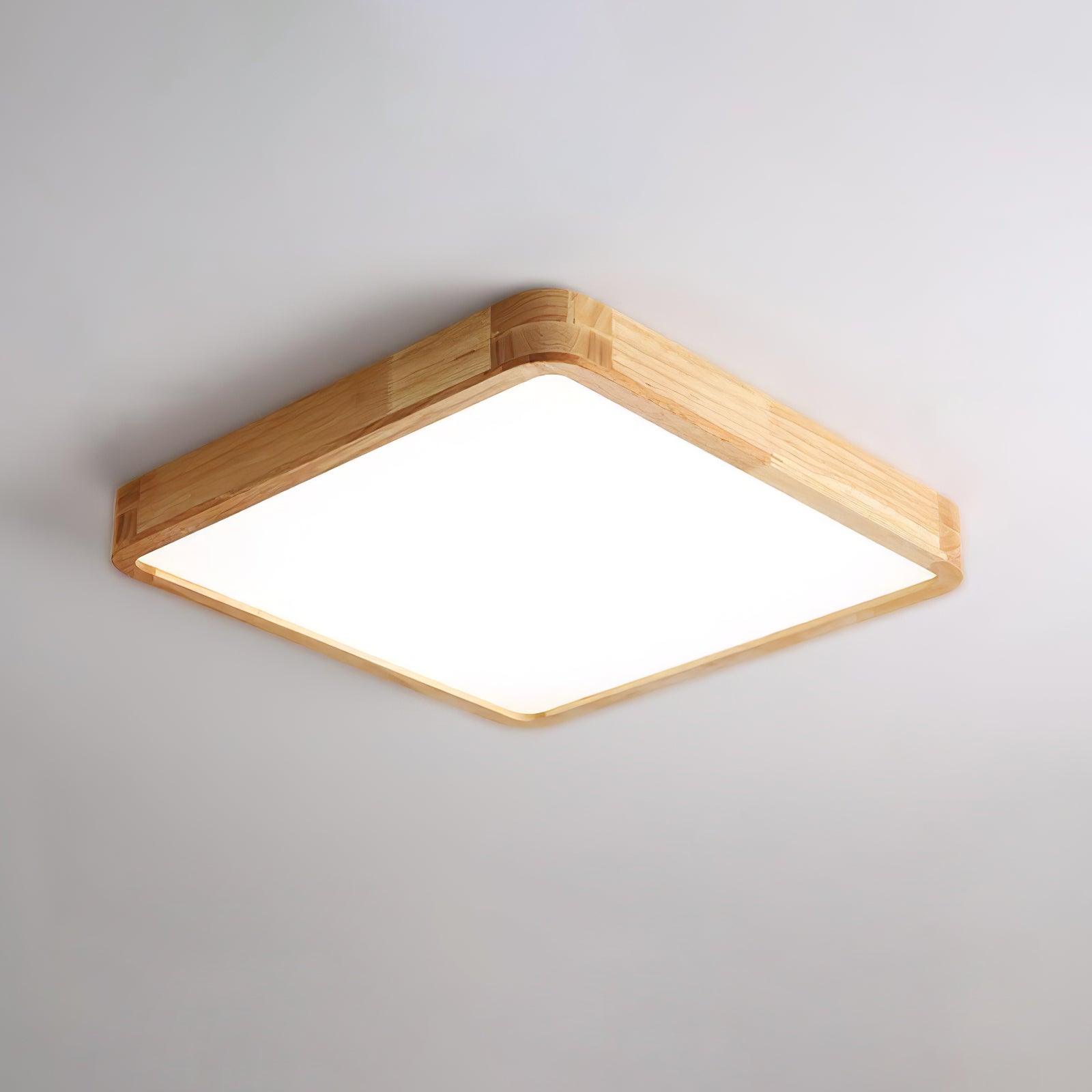 Plafón LED de techo de madera con diseño geométrico