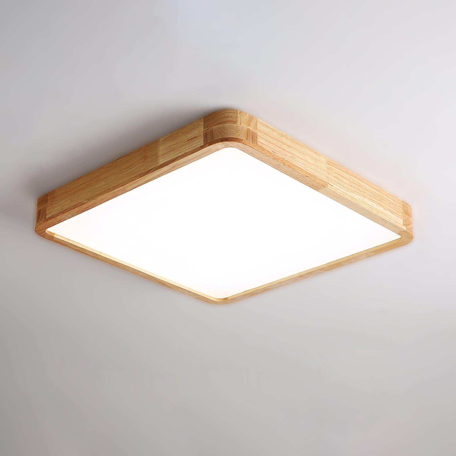 Plafón LED de techo de madera con diseño geométrico