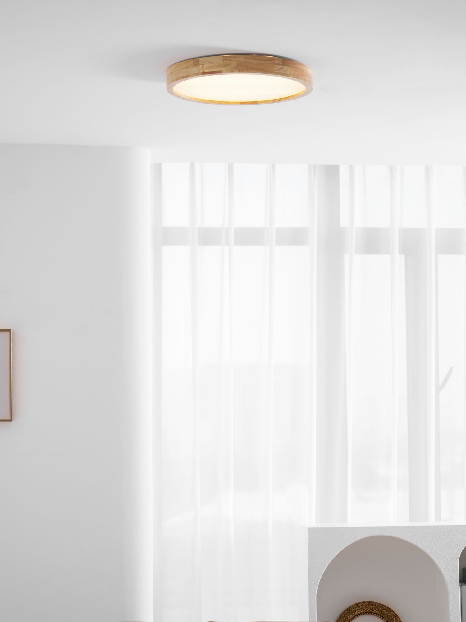 Plafón LED de techo de madera con diseño geométrico