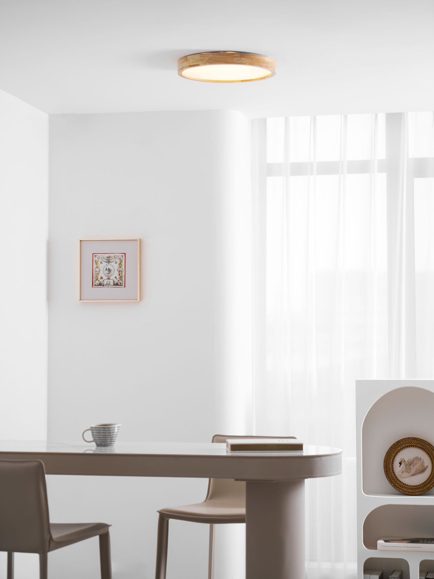 Plafón LED de techo de madera con diseño geométrico