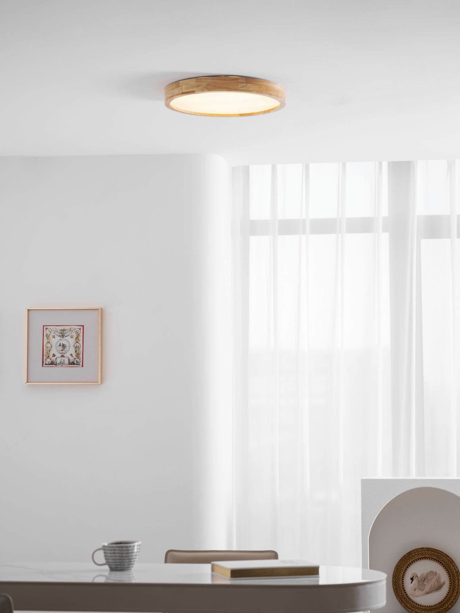 Plafón LED de techo de madera con diseño geométrico