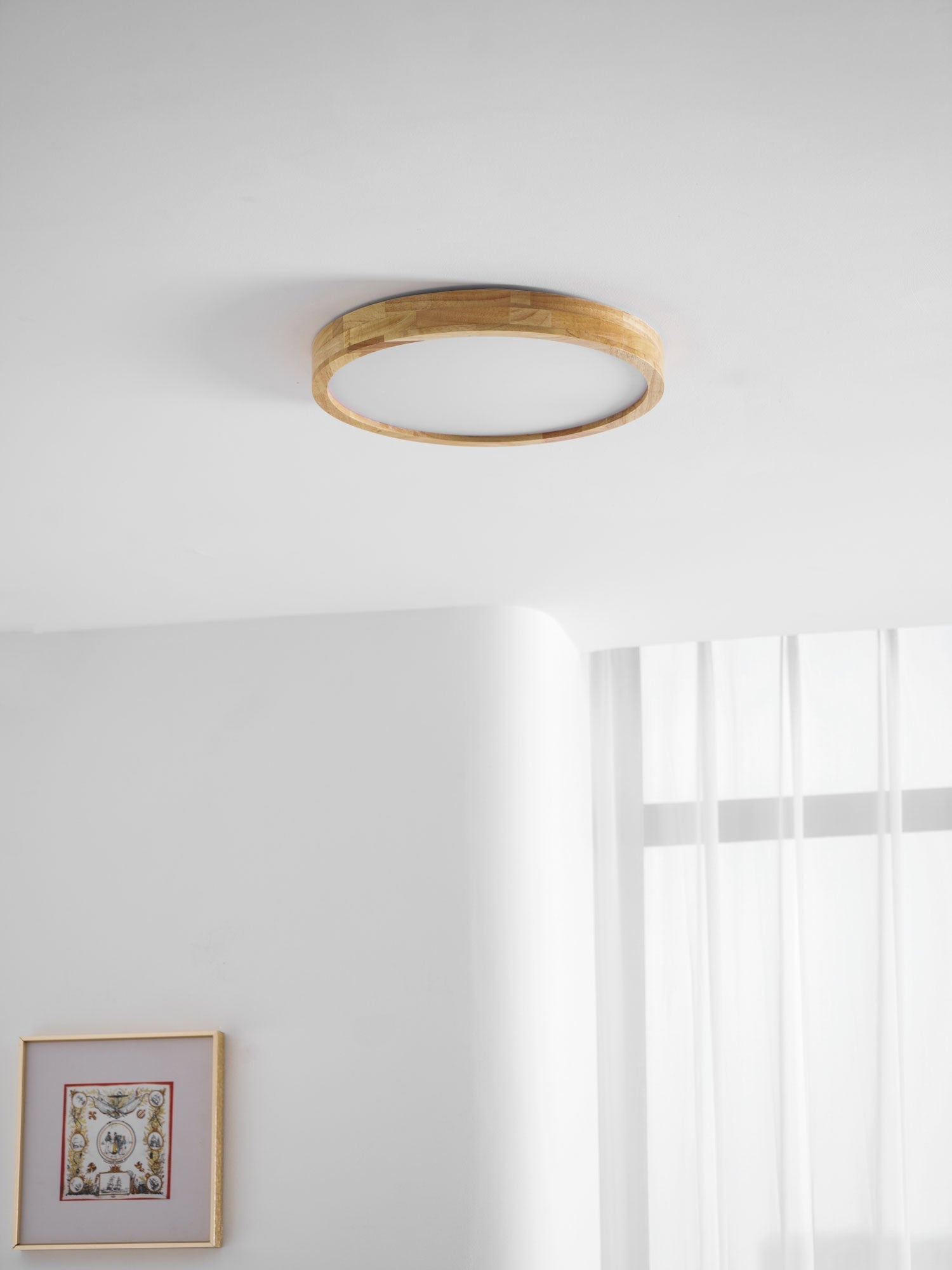 Plafón LED de techo de madera con diseño geométrico