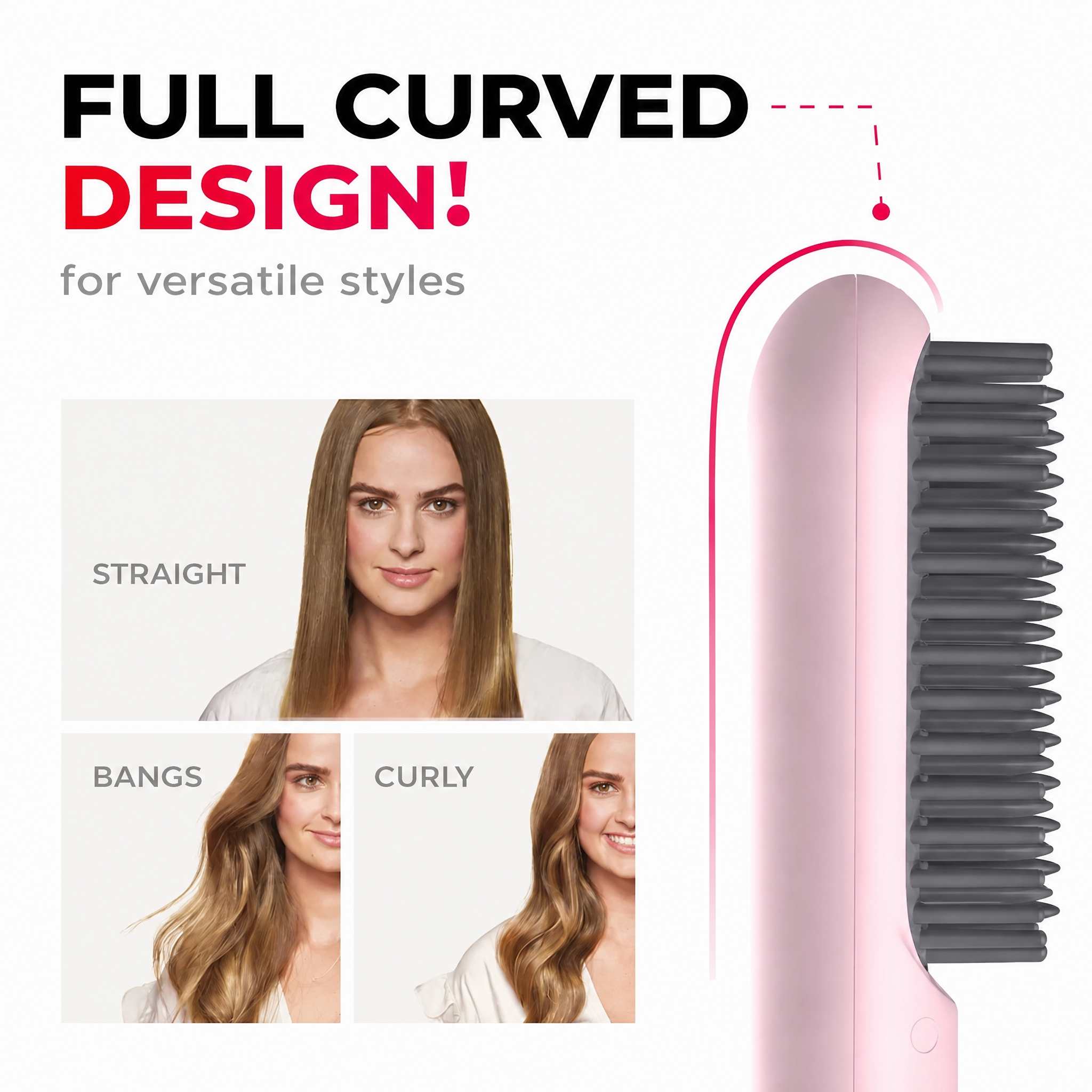 Plancha alisadora | Cepillo alisador inalámbrico | Peinado rápido y cabello brillante | IonFlex Styler