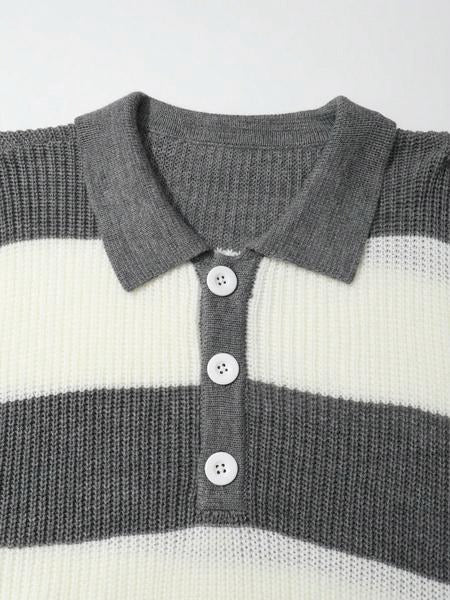 Polo rugby de punto acanalado a rayas para hombre