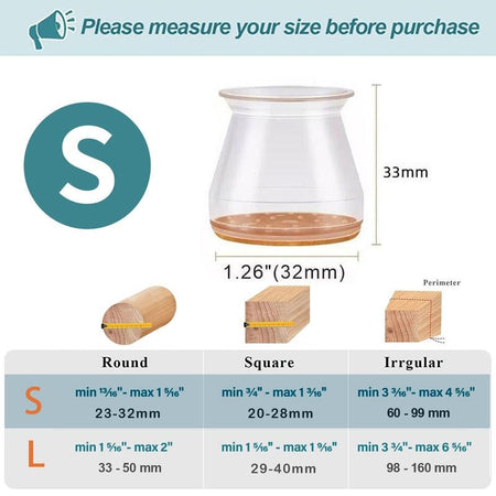 Protectores de silicona transparente para patas de silla con almohadillas de fieltro integradas