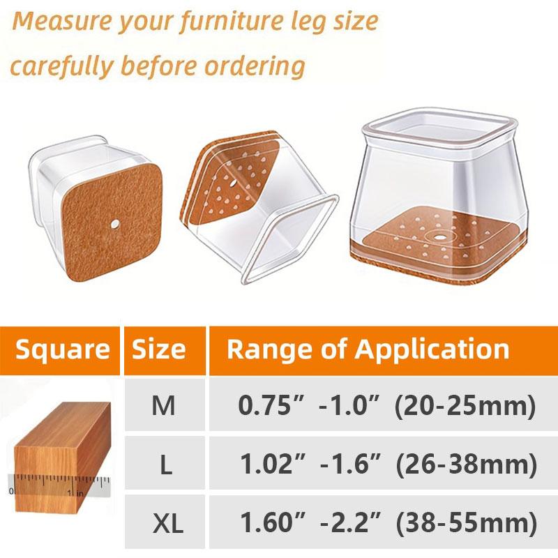 Protectores de silicona transparente para patas de silla con almohadillas de fieltro integradas